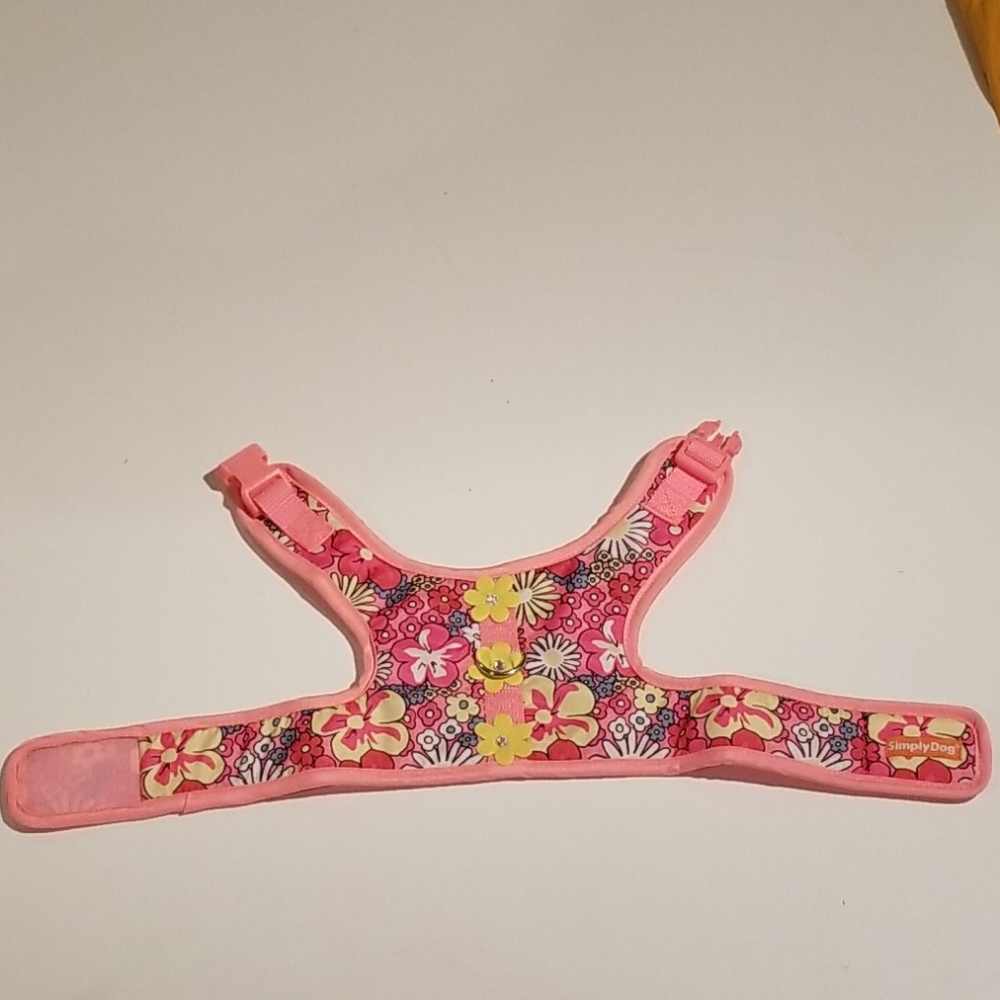 SimplyDog Pink Floral Harnas Size Small